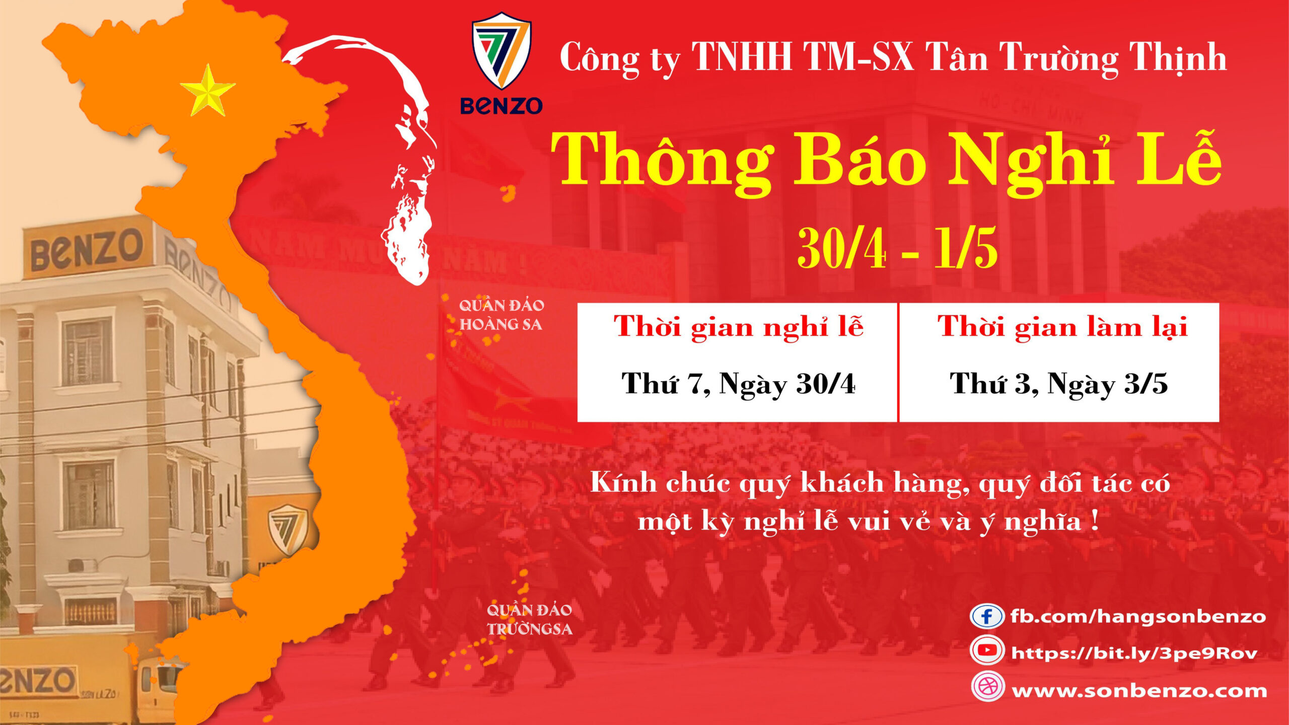 Thông Báo NGhỉ Lễ 30/4 – 1/5