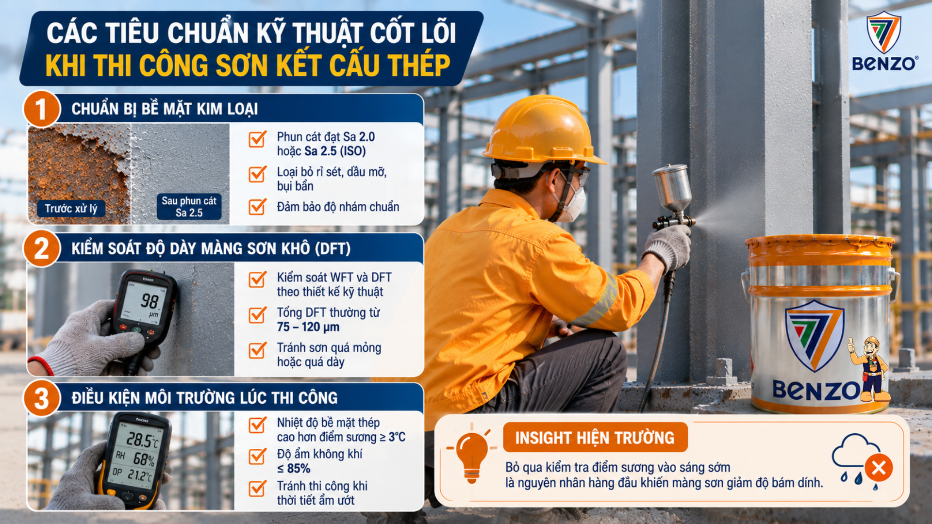 Sơn kết cấu thép là gì: 3 điều chủ đầu tư cần biết khi nghiệm thu 2 Các tiêu chuẩn kỹ thuật cốt lõi khi thi công sơn kết cấu thép