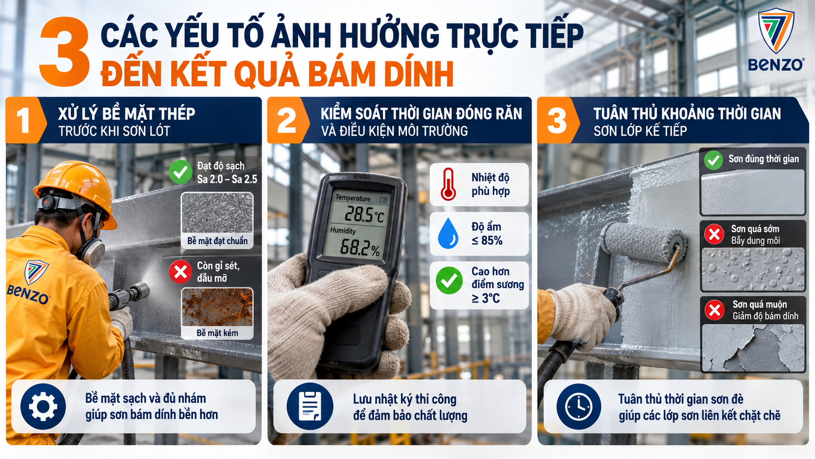 Kiểm tra độ bám dính màng sơn: 3 Bước nghiệm thu chuẩn xác cho chủ đầu tư 3 Các yếu tố ảnh hưởng trực tiếp đến kết quả bám dính