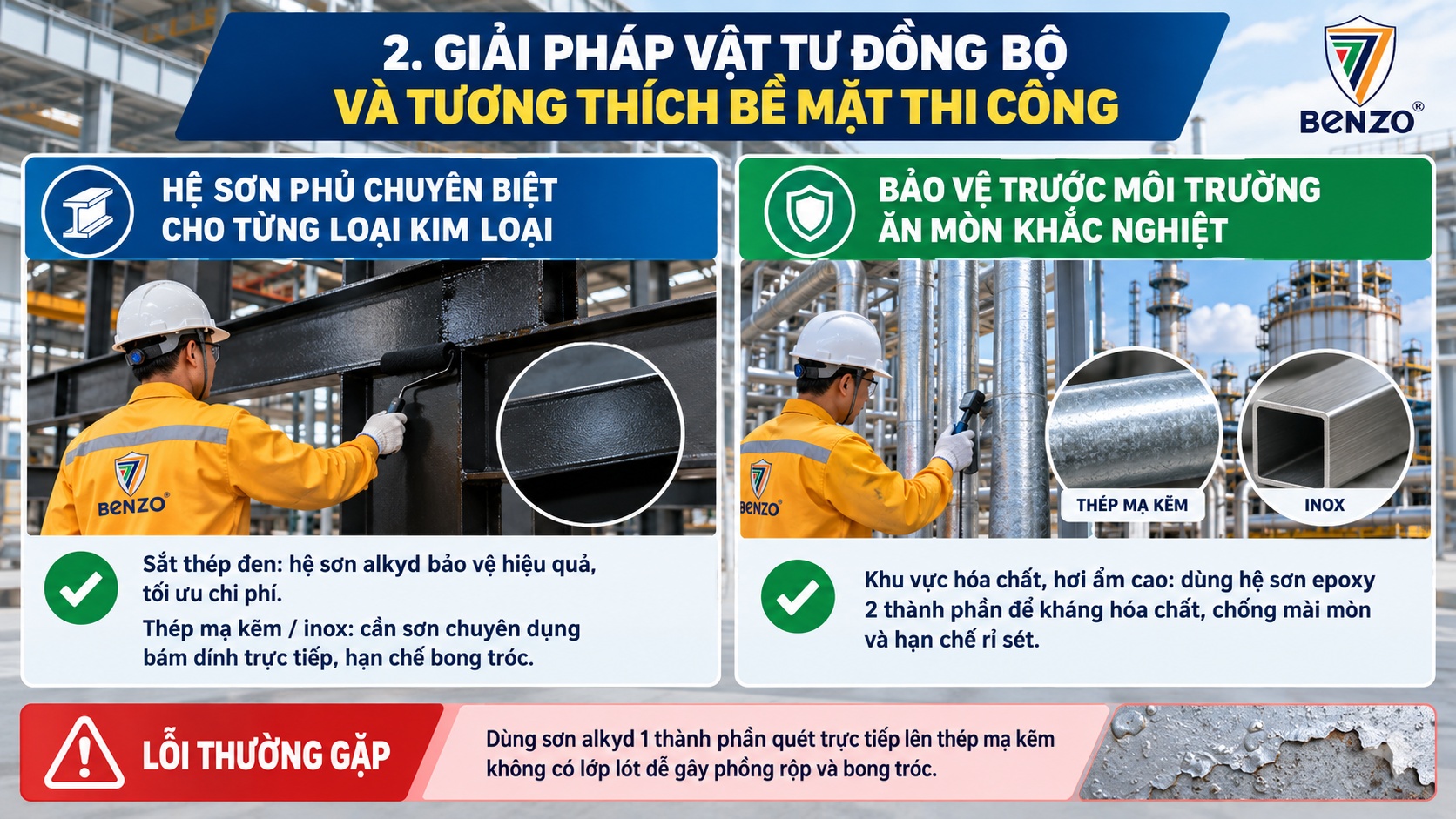Giải pháp vật tư đồng bộ và tương thích bề mặt thi công - Hãng sơn công nghiệp uy tín