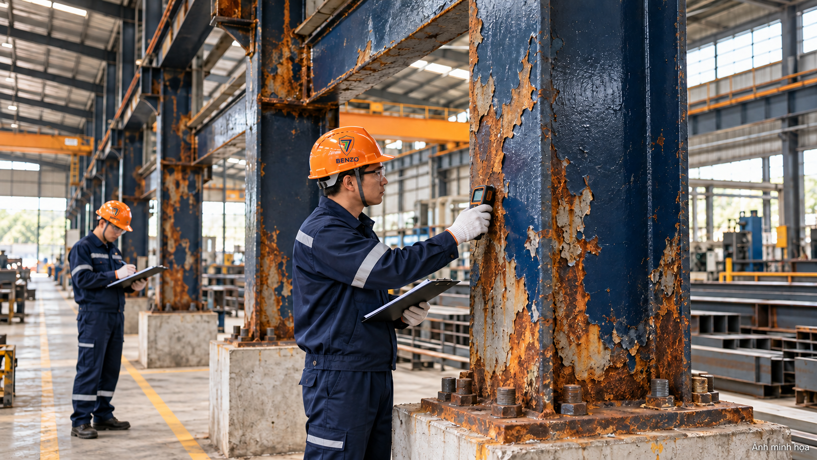Nhà Xưởng Đã Hoạt Động 5–10 Năm: Khi Nào Nên Sơn Dặm, Khi Nào Phải Sơn Lại Toàn Bộ Kết Cấu Thép? 4 Hai mu Benzo trong nha may